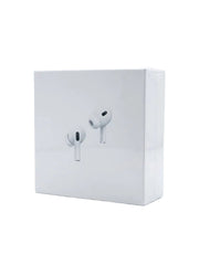 White retail packaging box for wireless earbuds, shown on a clean white background. The front of the box features a printed graphic of the earbuds.