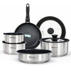 Minhaj 11 pieces stackable cookware set