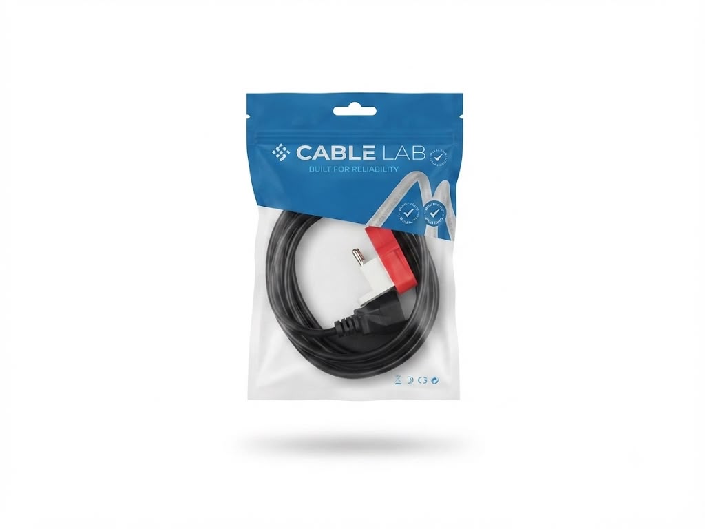 A black multi-pin cable from CABLE LAB, packaged in a clear plastic bag with a blue header card, shown against a plain white background.