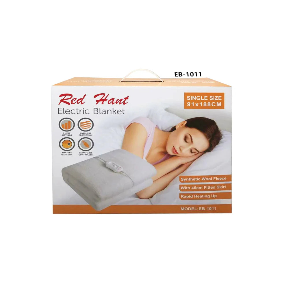 Red Hant Electric Single  Blanket ( 91 cm X 188 cm ) Polyester White Blanket