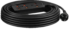 TekPower TP-T02C Heavy-Duty Extension Cord Set | 20M Black Power Cable with Multi-Outlet Sockets