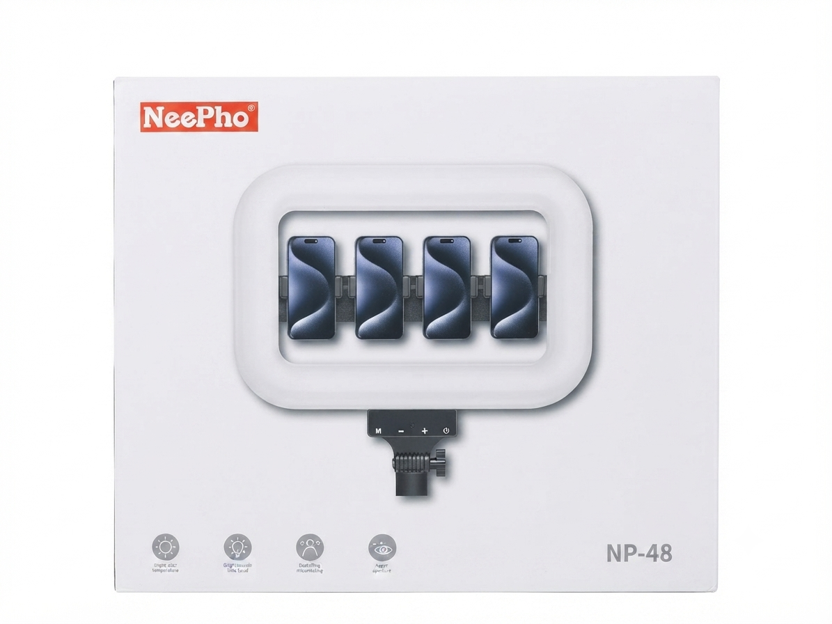 NeePho NP-48 Professional Ring Light with Multi-Phone Mount