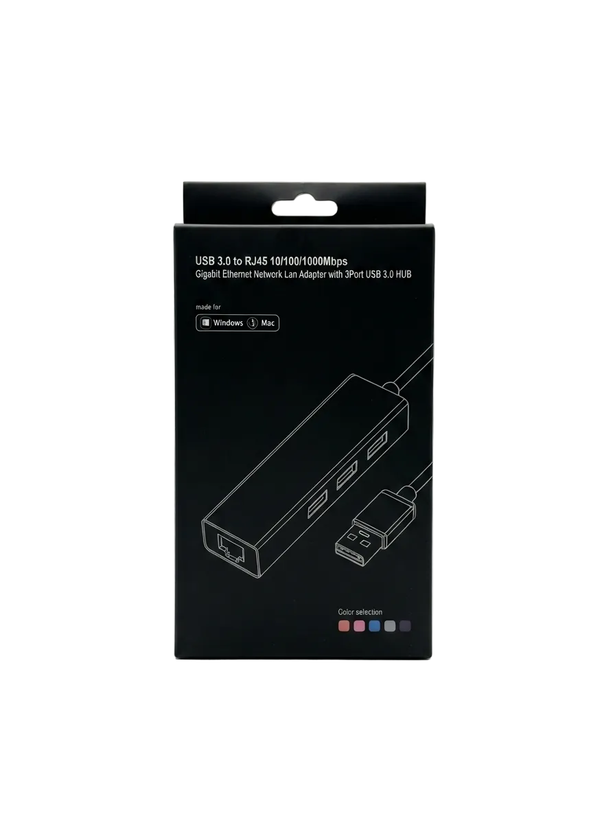 USB 3.0 to RJ45 Gigabit Ethernet Adapter with 3-Port USB Hub