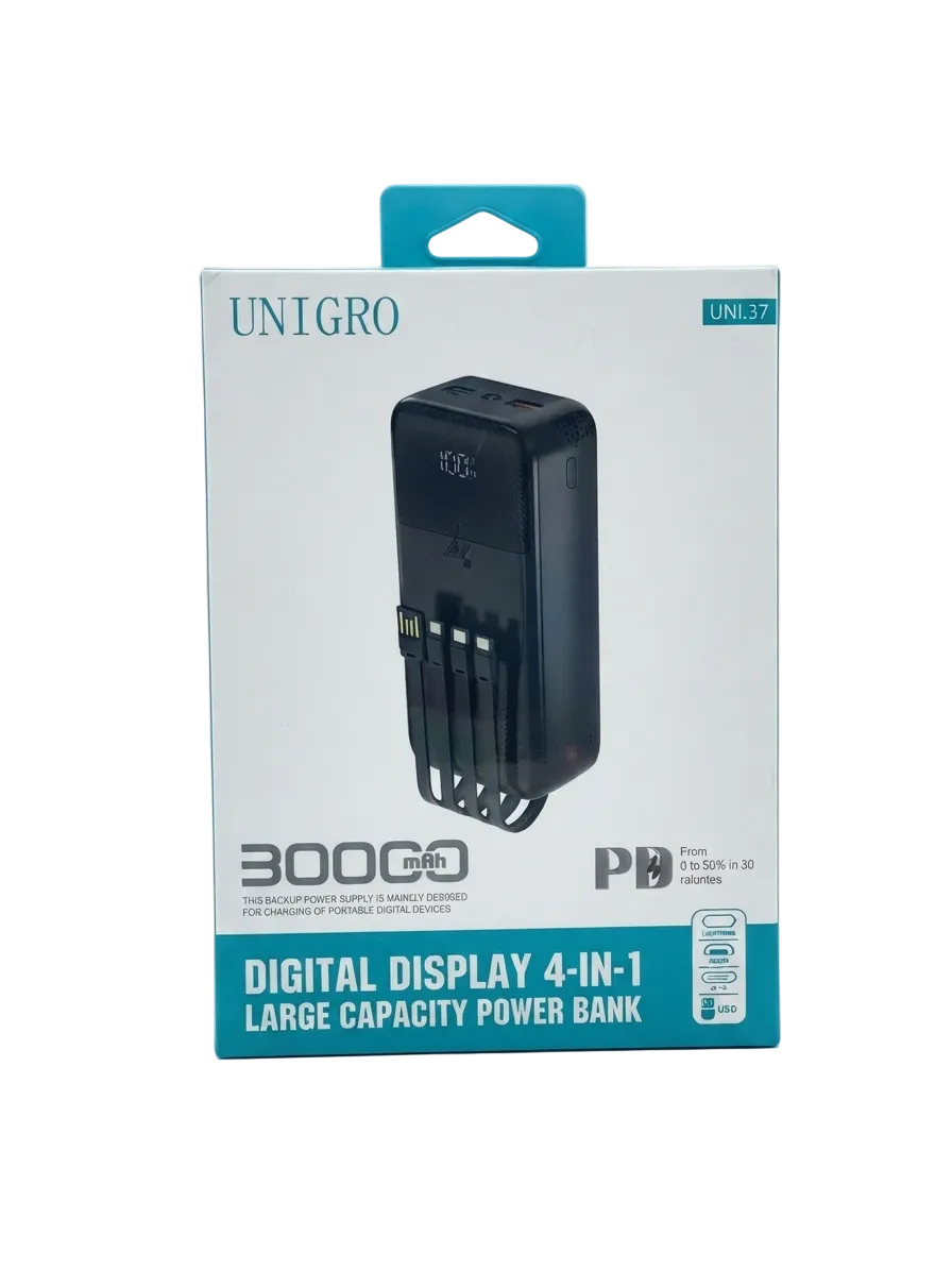 UNIGRO UNI-37 30,000mAh 4-in-1 Digital Display Power Bank