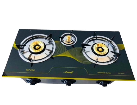 Condere 3-Burner Tempered Glass Panel Gas Stove - RH-3001