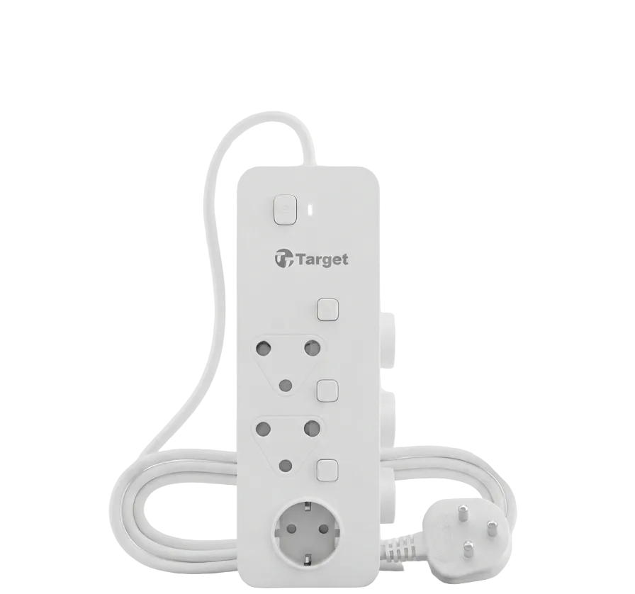 T-Target 7-Way Multiplug Power Strip | 16A Surge & Overload Protection with Individual Switches