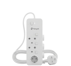 T-Target 7-Way Multiplug Power Strip | 16A Surge & Overload Protection with Individual Switches