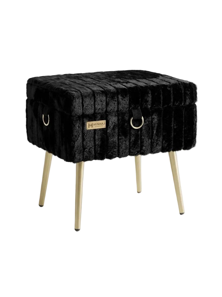Minhaj Homeware Black Storage Ottoman (Model DY2-BLK)