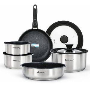 Minhaj 11 pieces stackable cookware set