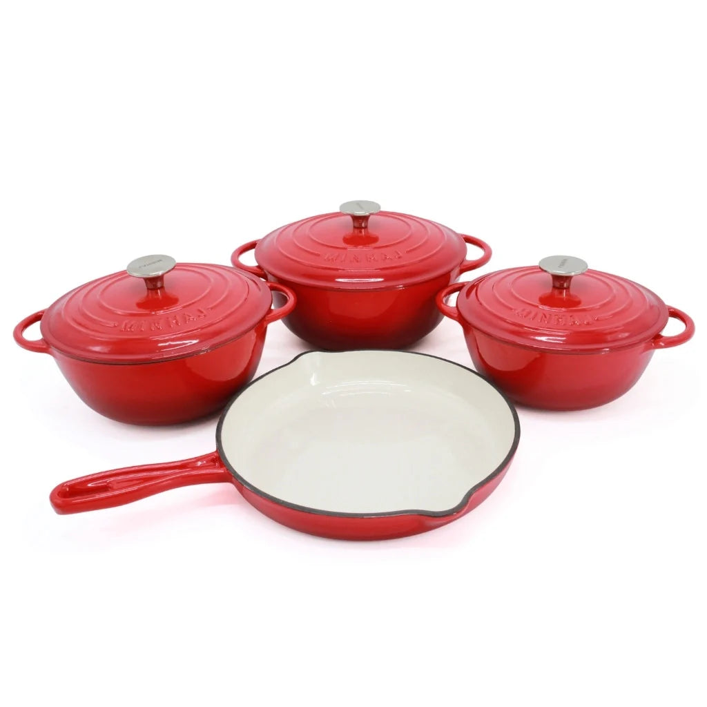 Minhaj 7pc Cast Iron pot set