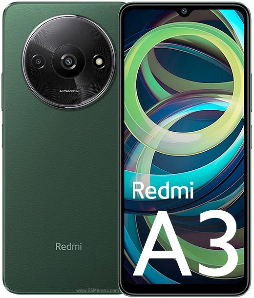 Redmi A3 64GB smartphone with 6.5-inch HD+ display, dual rear camera, and 5000mAh battery